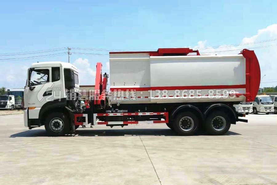 東風天龍吊裝式鉤臂壓縮垃圾車