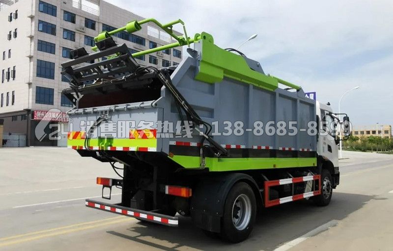 國六東風(fēng)天錦后翻桶無泄漏壓縮式垃圾車
